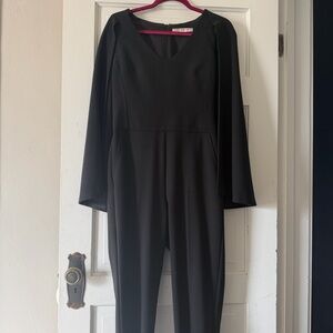 Trina Turk black pantsuit with cape.